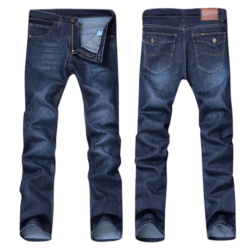 Men\'s Casual Autumn Denim Hip Hop Loose Work Long Trousers Jeans Pants S Relaxed Boot Cut