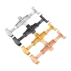 Watch Buckle Butterfly Buckle Four Pin High Quality 316L Steel watch clasp Silver Gold Black Rose Gold 16mm 18mm 20mm clasp