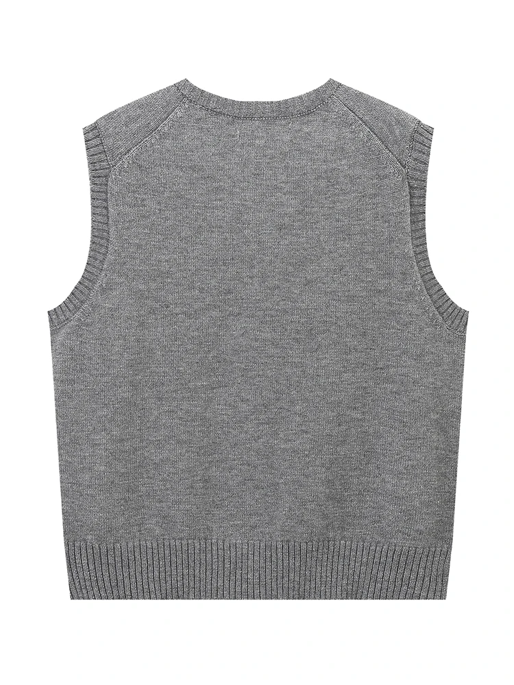 KAOPU ZA Women plain knitted tank top vintage o-neck sleeveless button-up female waistcoat chic tops