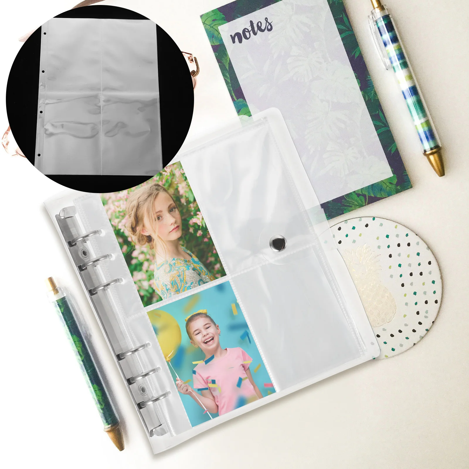 

60pcs A4 Transparent Photo Album Sleeves Storage Binder Pages for Magazines Postcards Cards Replacement Clear PP File Folder