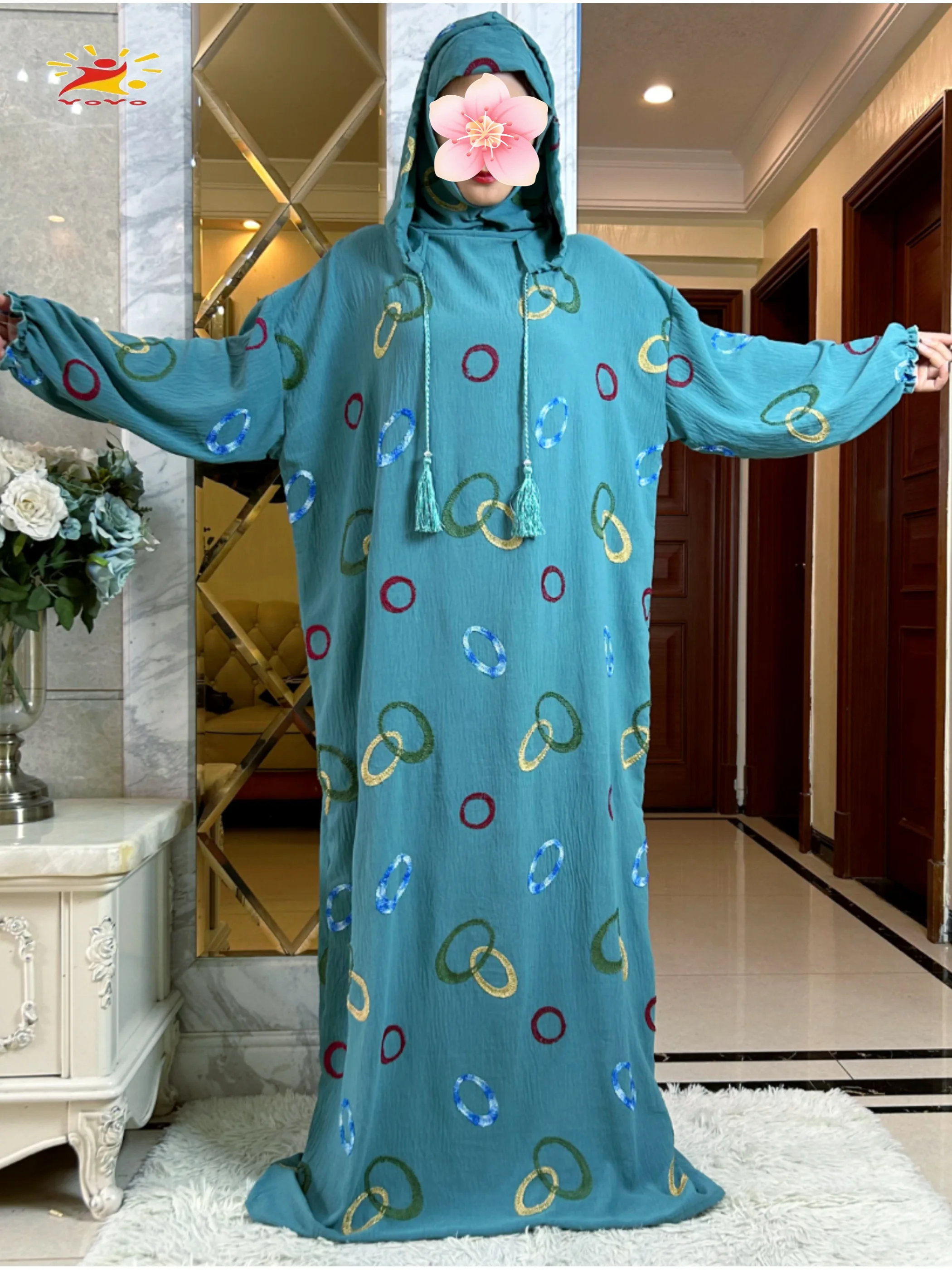 2025 New Ramadan Cotton Abaya Handcraft Embroidered Prayer Garment Clothing Dubai Islamic Maxi Arab Robe Muslim Women Dresses