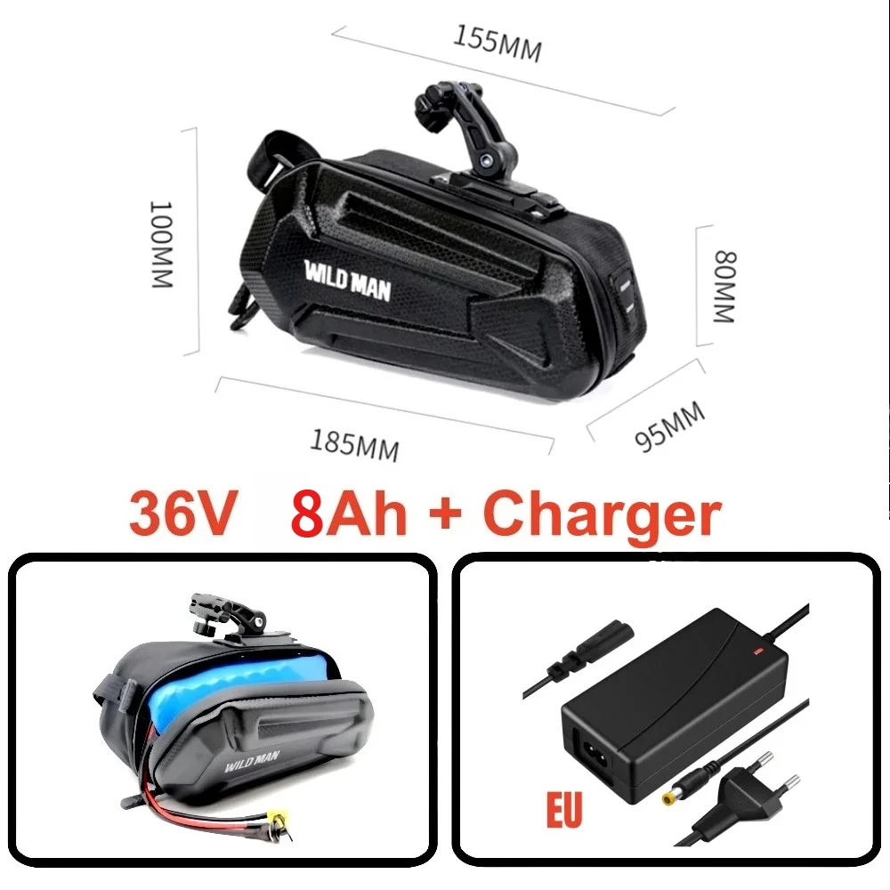 Universal Bike Battery 60V 52V 48V 36V High Capacity 6Ah 8Ah 10Ah 12Ah 18Ah, Waterproof Li-ion Pack with Charger & Bag image 3