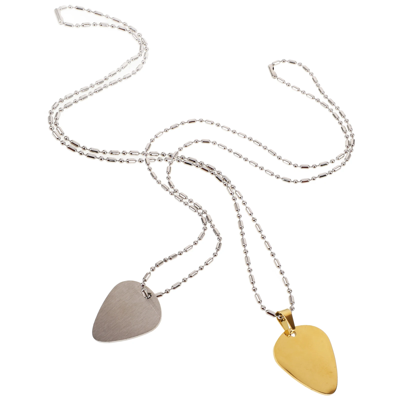 

2pcs Guitar Pendant Stainless Steel Guitar Pick Pendant Necklace 60cm Chain Decorative Musical Instrument Accessory