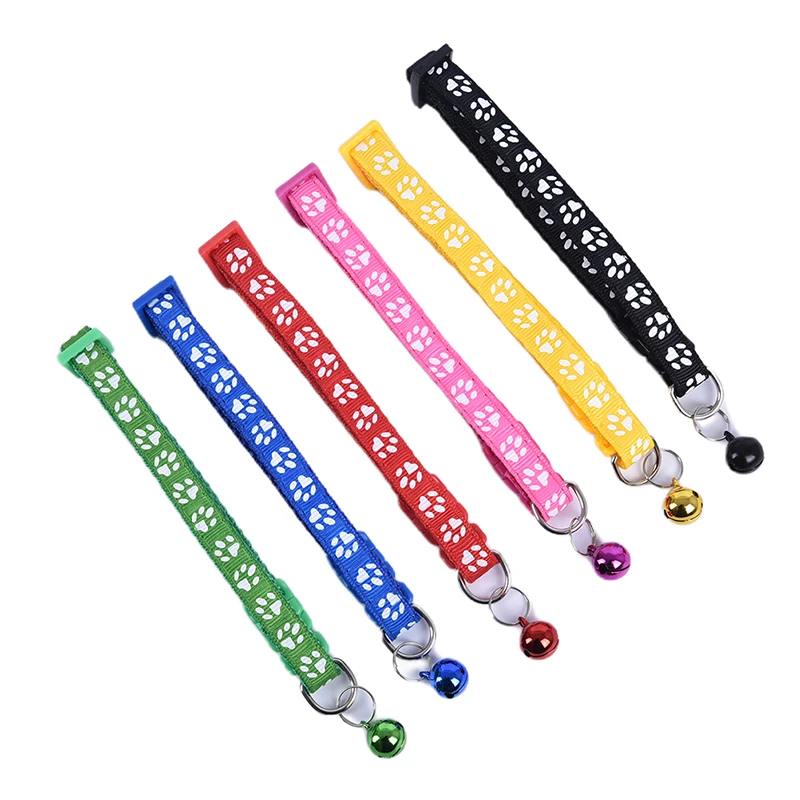 12Pcs Adjustable Pet Collars Cute Cat Collar With Bell Kitten Safety Collar Necklace Colorful For Chihuahua Cats Dogs