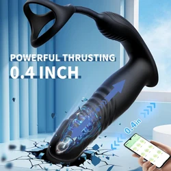 Bluetooth Male Prostate Massage Telescopic Vibrator Anal Plug Wireless APP Control Delay Ejaculation Ring Toy for Men