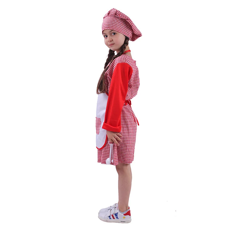 Toddler Chef Costume Kids Chef Dress Up Outfit ragazzi ragazze Chef cappotto pantaloni con cappello da cuoco bambino 3 pezzi Chef Dress Up Outfits