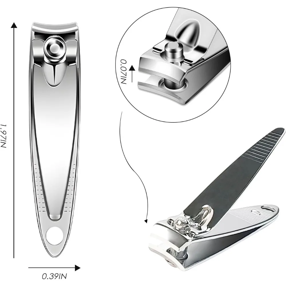 120 Pezzi Tagliaunghie Set Tagliaunghie piatte Unghie in acciaio inossidabile Manicure Pedicure Robusto argento Piccolo Trimmer Porta