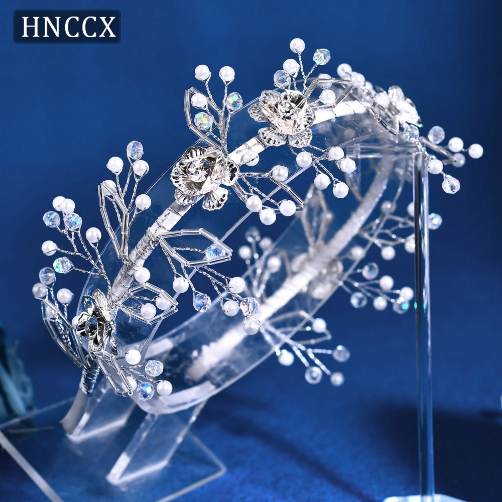 

HNCCX Shining Pearl Crystal Wedding Hair Hoop Headband Bridal Headpiece Women Banquet Prom Hair Accessories Party Tiara CP872
