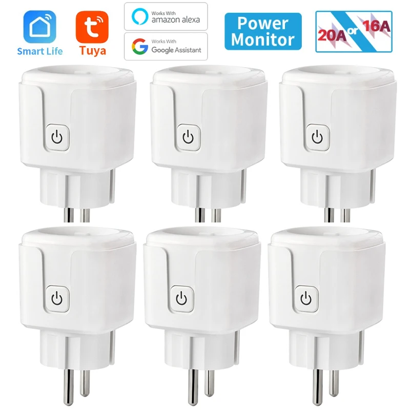 Smart Plug WiFi Socket EU 16A/20A Power Monitor Timing Functie Tuya SmartLife APP Controle Werk met Alexa Google Home Alice