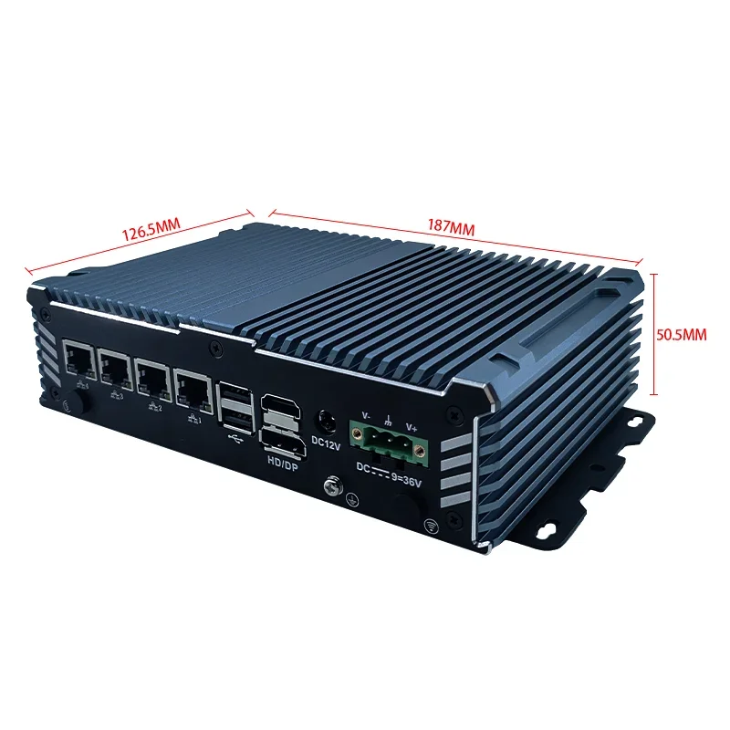 Mini mainframe J6412 prosesor quad-core mini tanpa kipas multifungsi komputer industri