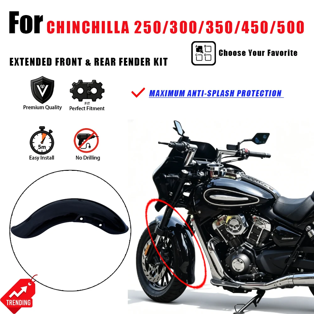 For Benda Chinchilla 250 300 350 450 500 Extended Front Rear Fender Mudguard Guardabarros Parafango Accesorios Moto Splash Guard
