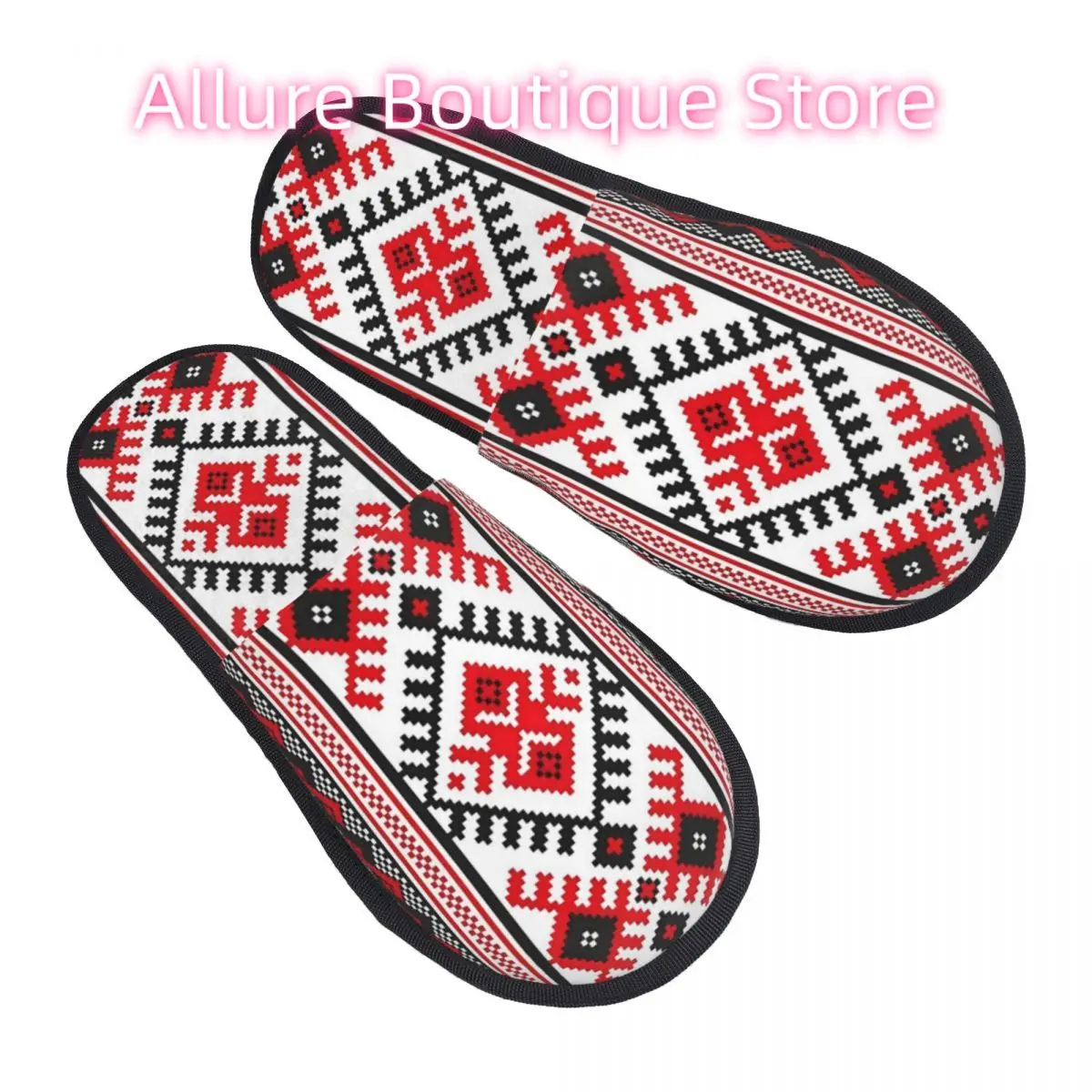 

Custom Ukrainian Traditional Embroidery Guest Slippers for Hotel Women Vyshyvanka House Slipper