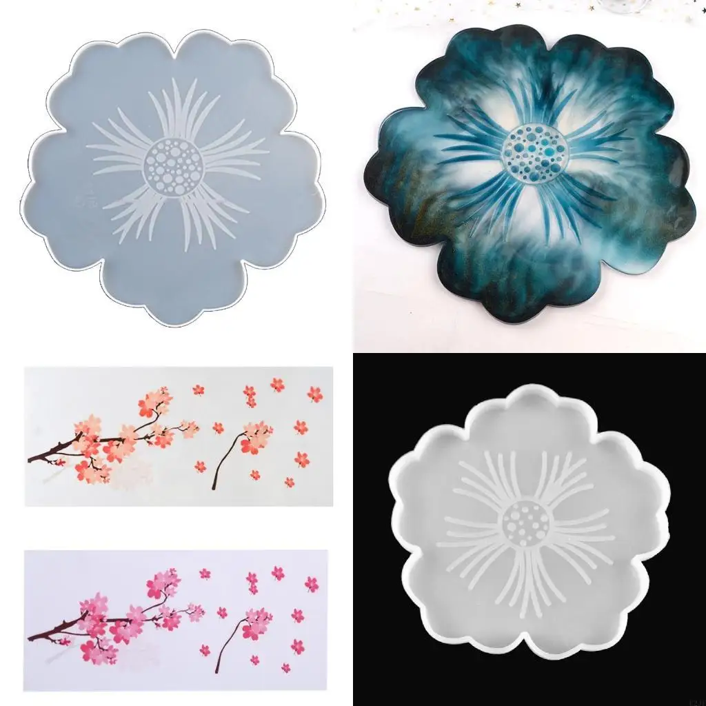 Flower Mold with Sunlight Edges Fruit Tray Silicone Epoxy Casting Mold for Resin DIY Jewelry Plate Trinket