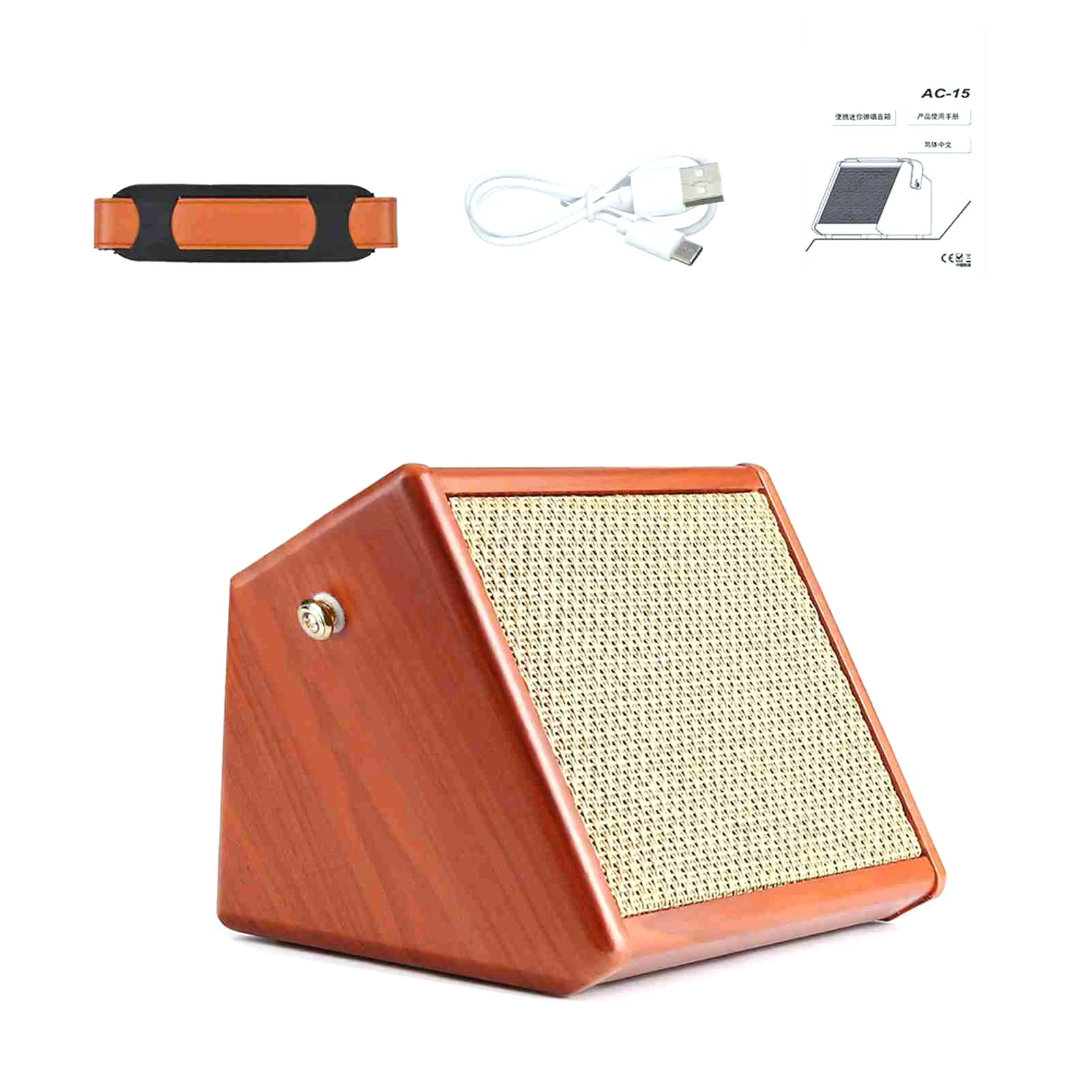 

ammoon AC-15 15W Portable Acoustic Guitar Amplifier Amp Speaker with Microphone Input Supports Volume Bass Treble Control