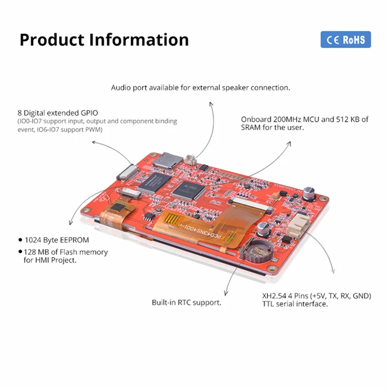 

ABZW 5X NX4827P043-011R 4.3 Inch LCD-TFT HMI Display Module Intelligent Series RGB 65K Color Capacitive Touch Panel