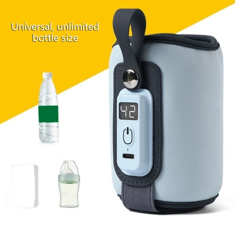 Calentador biberones ligero, bolsa calefactora con carga USB, calentador leche para biberones larga duración