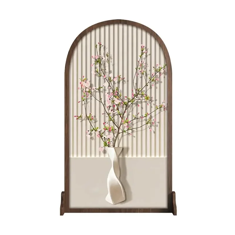 Light French cream wind solid wood mobile screen partition living room entrance porch block bedroom seat screen light shadow flo