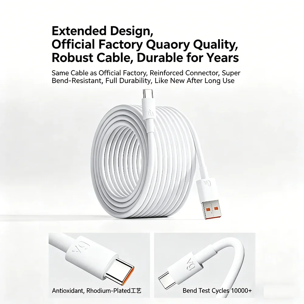 Kabel USB Typ C do Typ C 100W Super Charger do szybkiego ładowania Huawei P50 P40 P30 Mate 9 10 Pro Nova 6 5 4 6A, kompatybilny z Samsung Xiaomi — zdjęcie produktu 3