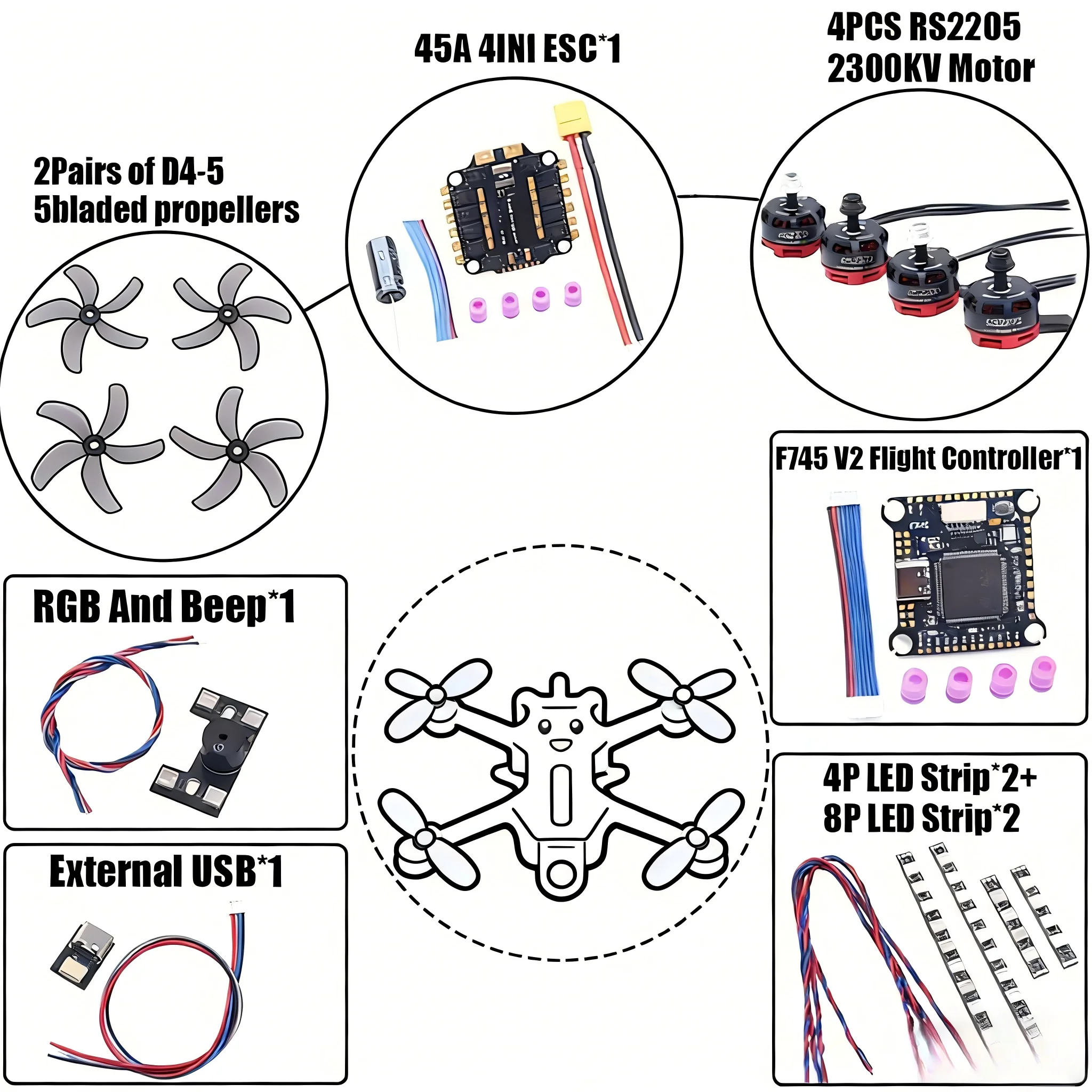 B-CUBE PRO V5 5inch FPV Drone Frame Kit Carbon Fiber Racing Quadcopter Freestyle INAV Beatflight F722 Ardupilot Flight Control
