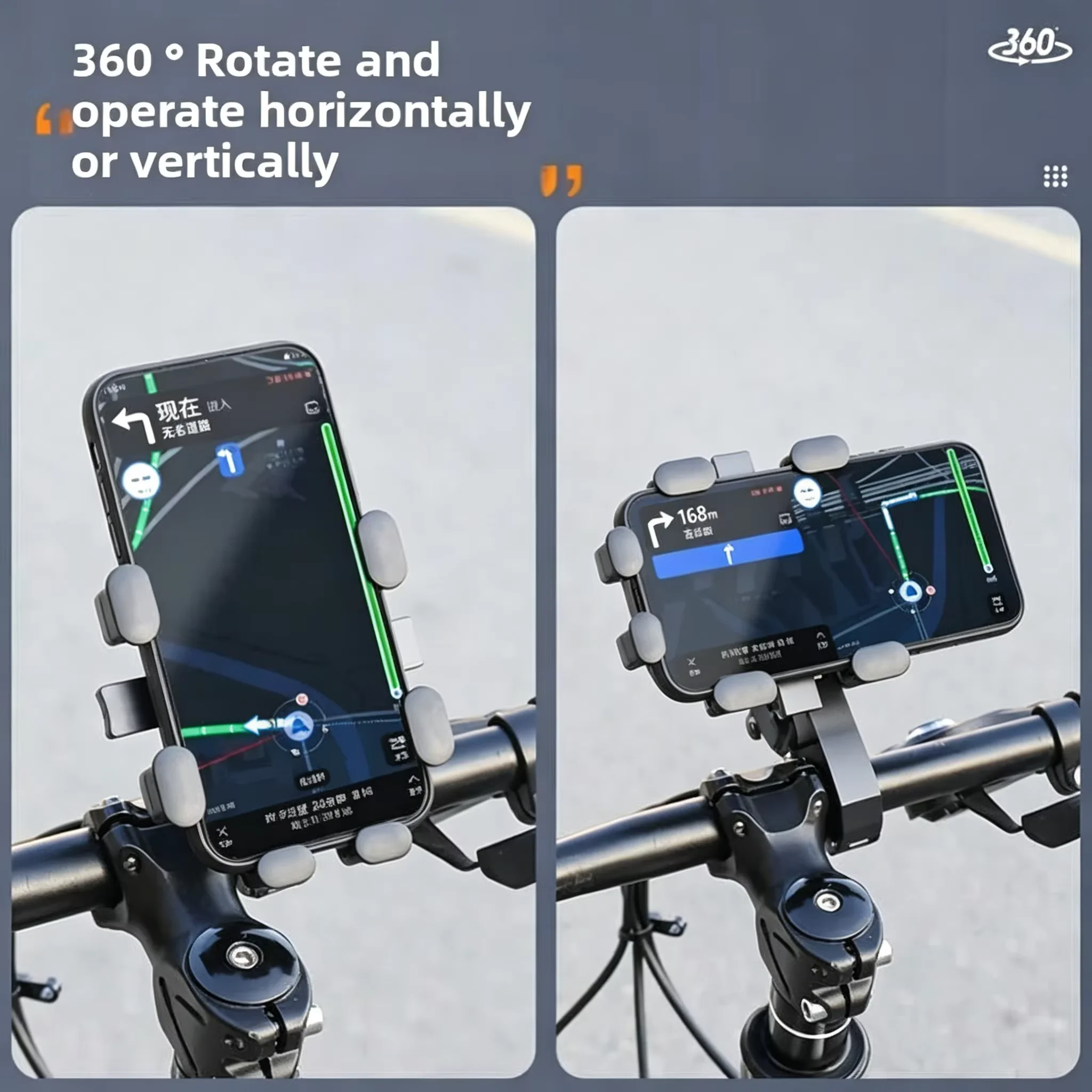 Bike Motorcycle Handlebar Phone Bracket, Tool-Free Installation Anti Vibration Mobile Phone Holder for Scooter