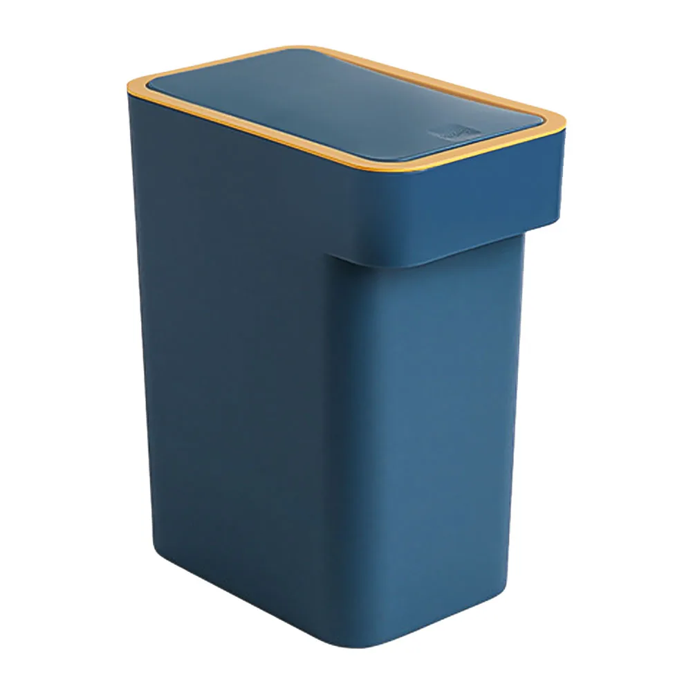 

1Pcs Press Type Garbage Can Blue Household Cover Trash Bin PP Plastic Suitable for Kitchen Living Room Bathroom Office