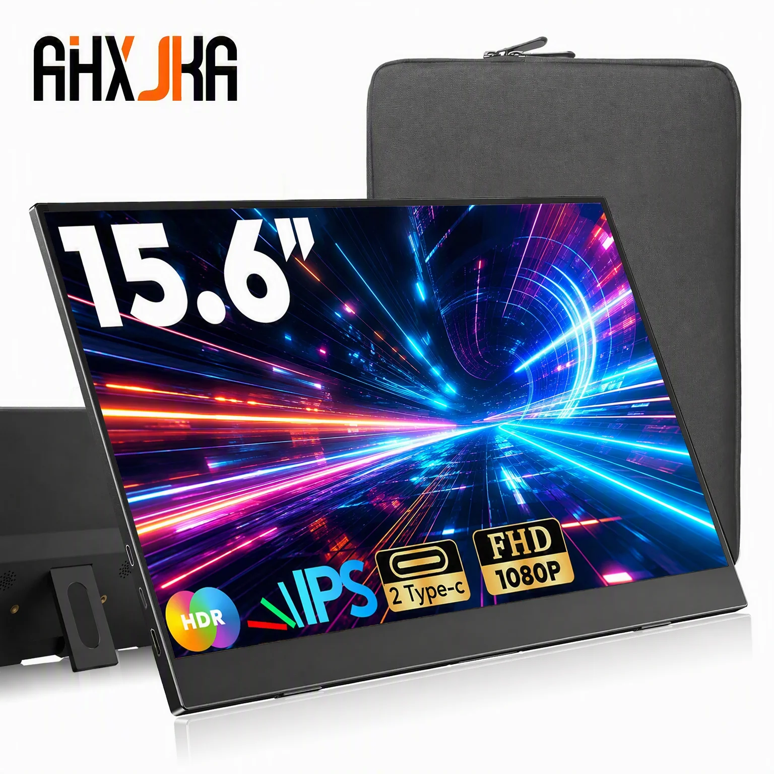 15.6 inch 1920*1080 Portable Monitor 300cd / m² 60HZ 16: 9 For Laptop XBox PS4 / 5 Switch Cell Phone Computer Extension Office