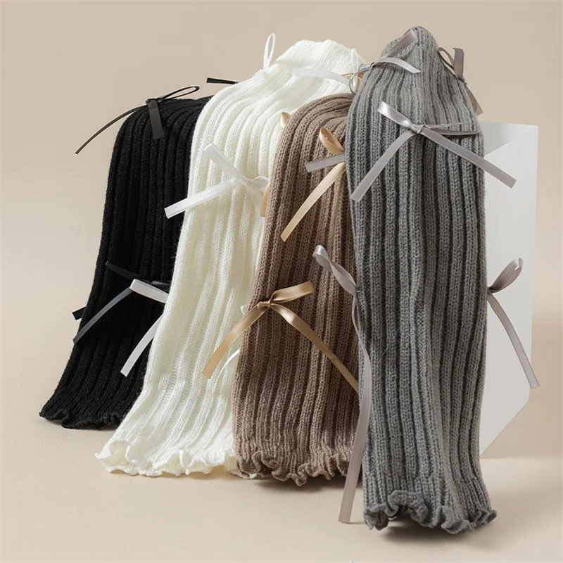 1Piece Bow Girls Leg Warmer Elegant Children's Long Stocking Knitted Fashion Foot Cover Socks Crochet Loose Leg Warmer 3-12Years view 6