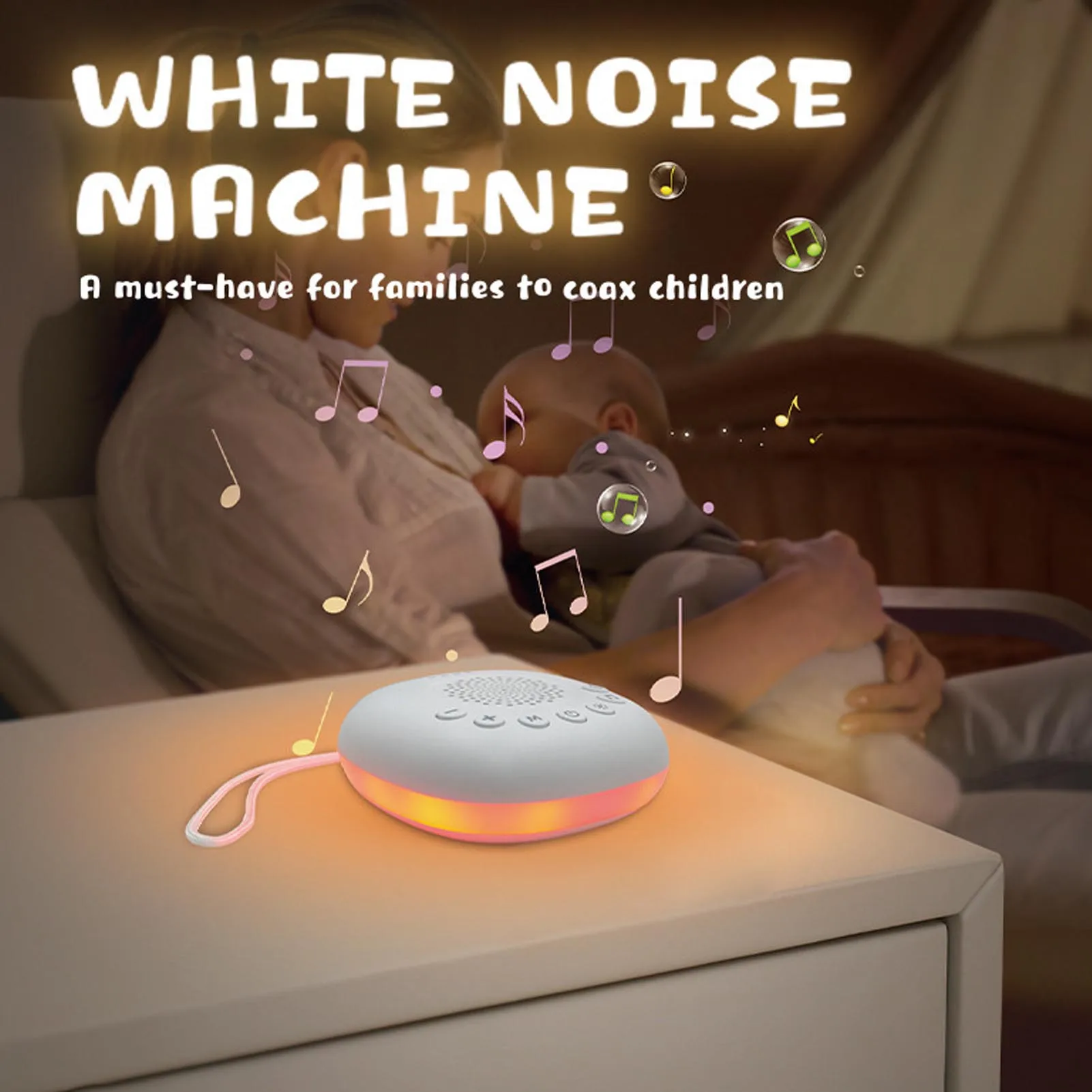 

Travel Home White Noise Machine - Portable 20 Sleep Sounds 3 Timer with Memory Night Light for Baby Adults