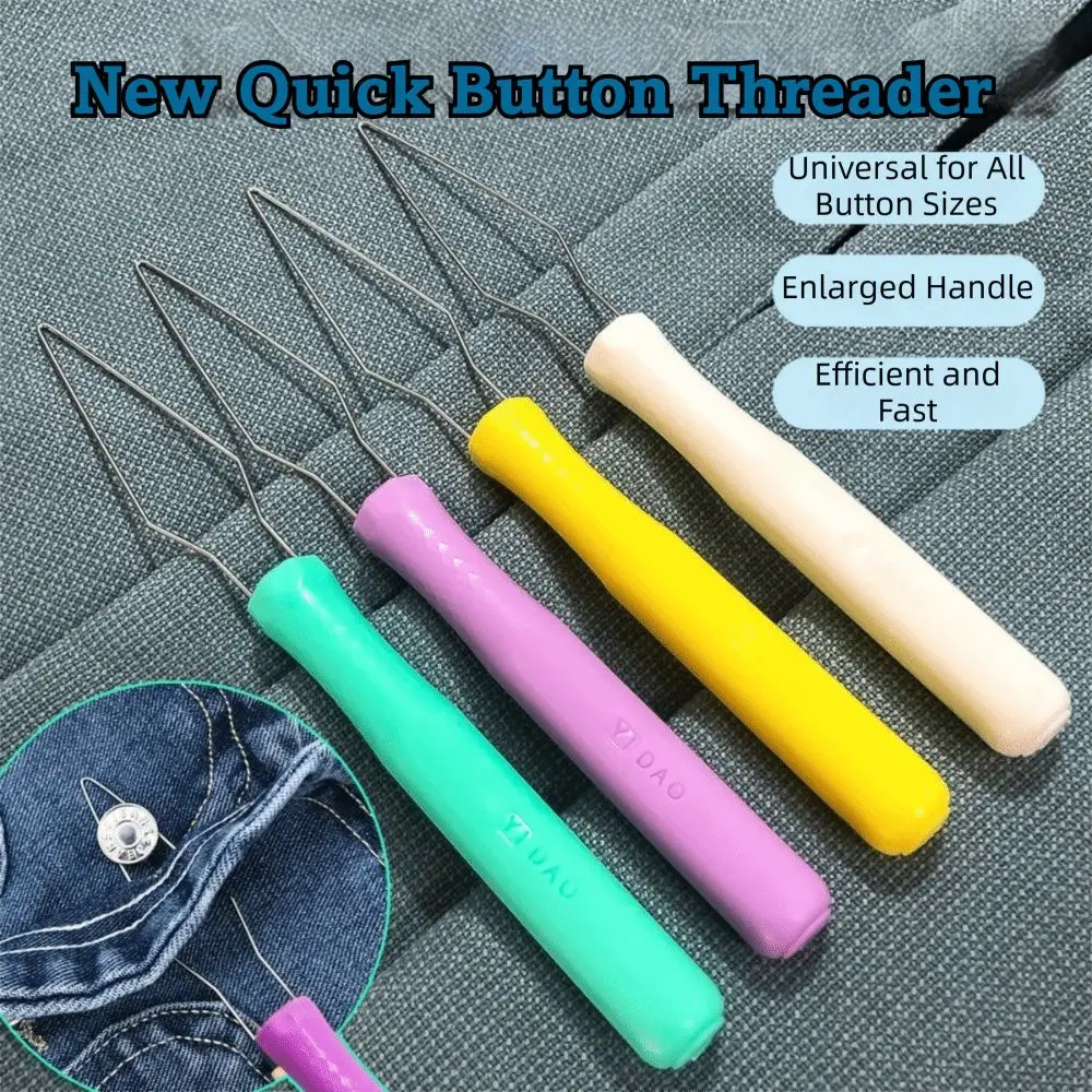 Plastic Handle Automatic Needle Threader DIY Needlework Stitch Unpicker Fast Button Threading Tool Easy Button Hook