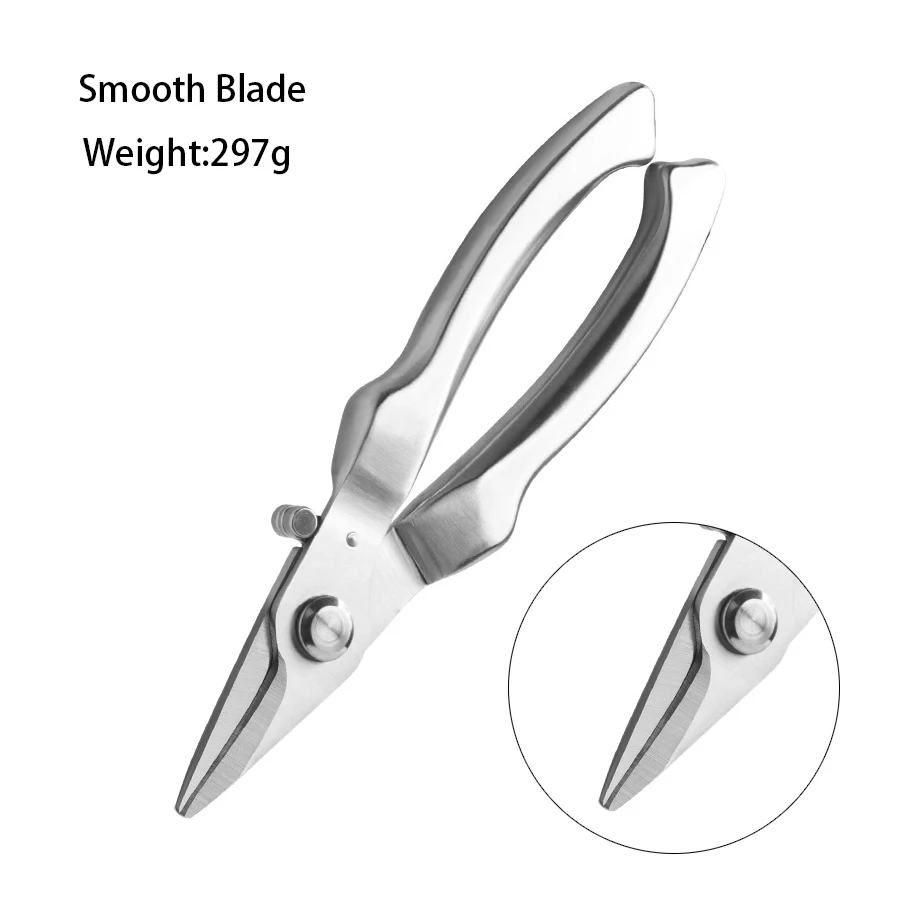 Dobeli All Stainless Steel Powerful Kitchen Chicken Bone Scissor Smooth / Serrated Blade Household Fruit Picking Tool For Garden