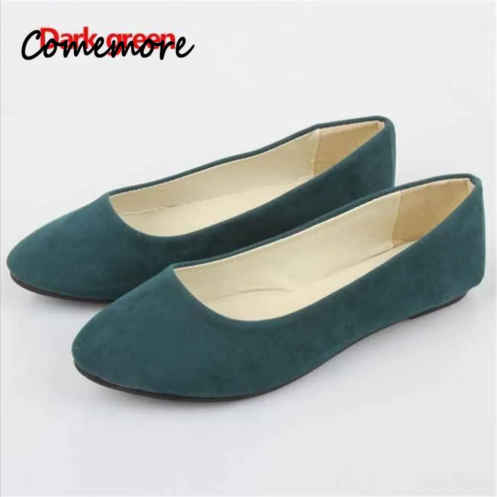 Comemore Flat Loafers Faux Ladies Ballet Flats Women Flats Slip on Flat Shoes Candy Color Comfortable and Elegant Women\'s Shoe