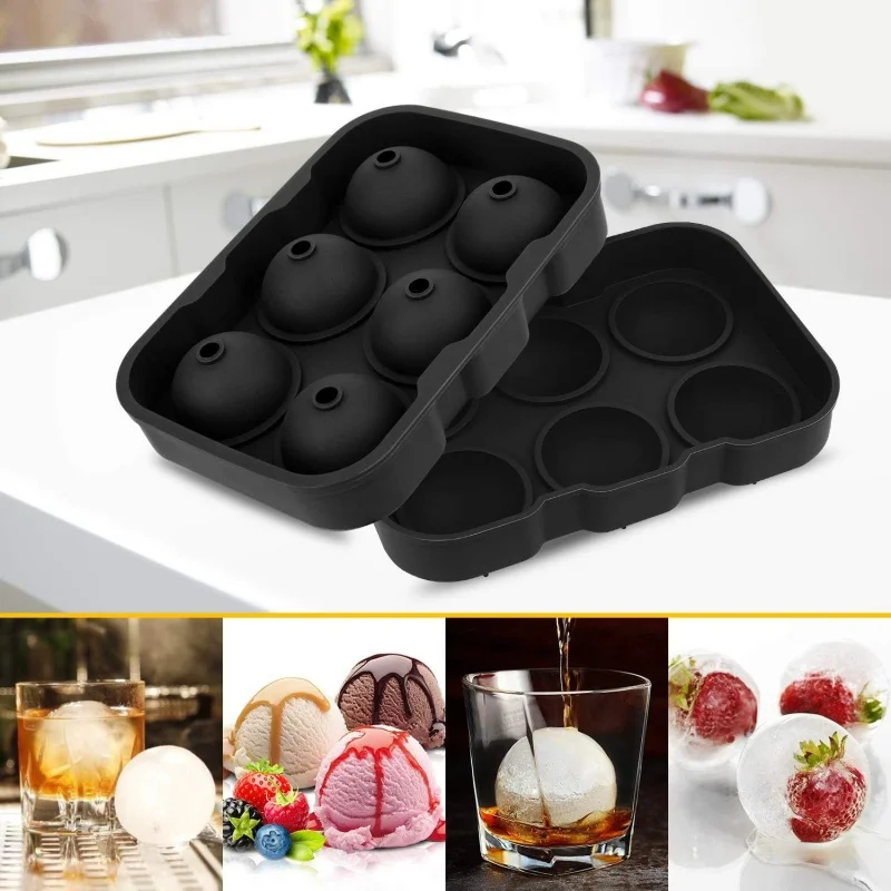 6 large silicone ice cube ice box mold Household 6-hole round ice ball ice mold ice cream box