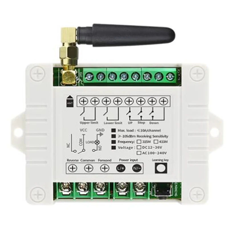 สวิตช์ควบคุมระยะไกลไร้สาย 433Mhz AC 110V 220V สำหรับประตู/ม่าน/บานเกล็ดไฟฟ้า ใช้กับมอเตอร์แบบเดินหน้าและถอยหลัง
