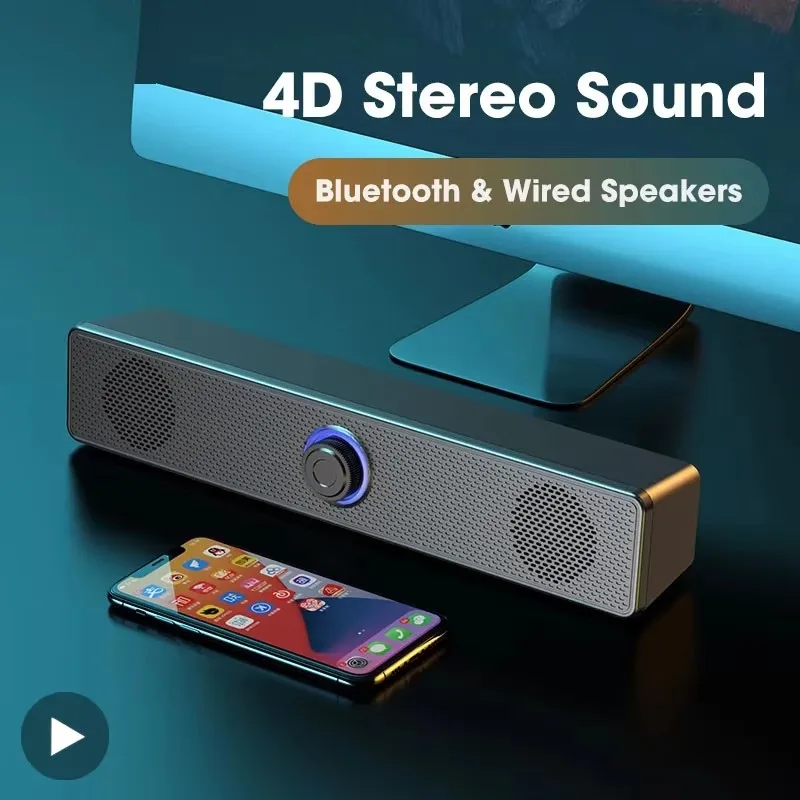 Music Soundbar Computer Caixa De Som Wired and Wireless Bluetooth Speaker Portable Sound Box Bar for PC TV Laptop Desktop Bocina