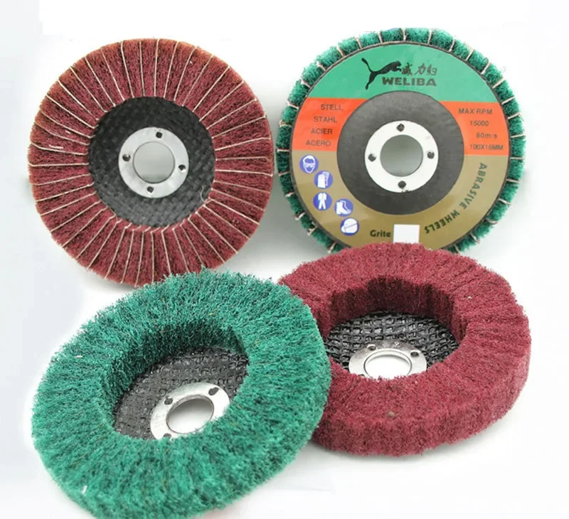 1pcs 100mm Nylon Fiber Flap Polishing Wheel Disc Non-Woven Grinding Wheel Metal Wood Rotating Grinding Wheel For Angle Grinder