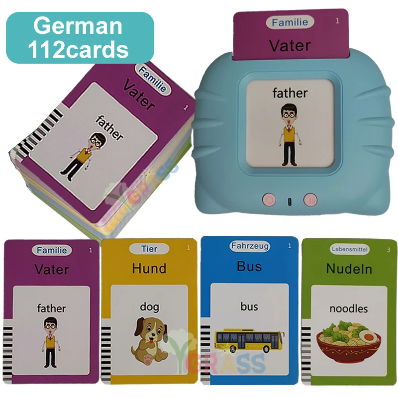 Lernspielzeug für Sprache und Lesekompetenz, sprechende Lernkarten, Kinderspiele, Hörbuch, Geschenk, russisches Alphabet, Spanisch, Französisch