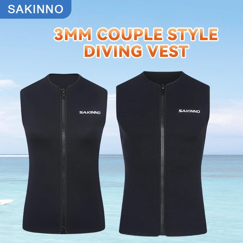 Men Women's Diving Vests 3MM Neoprene Sleeveless Wetsuit Top Sunscreen Warm Cold Proof Swimming Surfing Snorkeling Drifting Vest