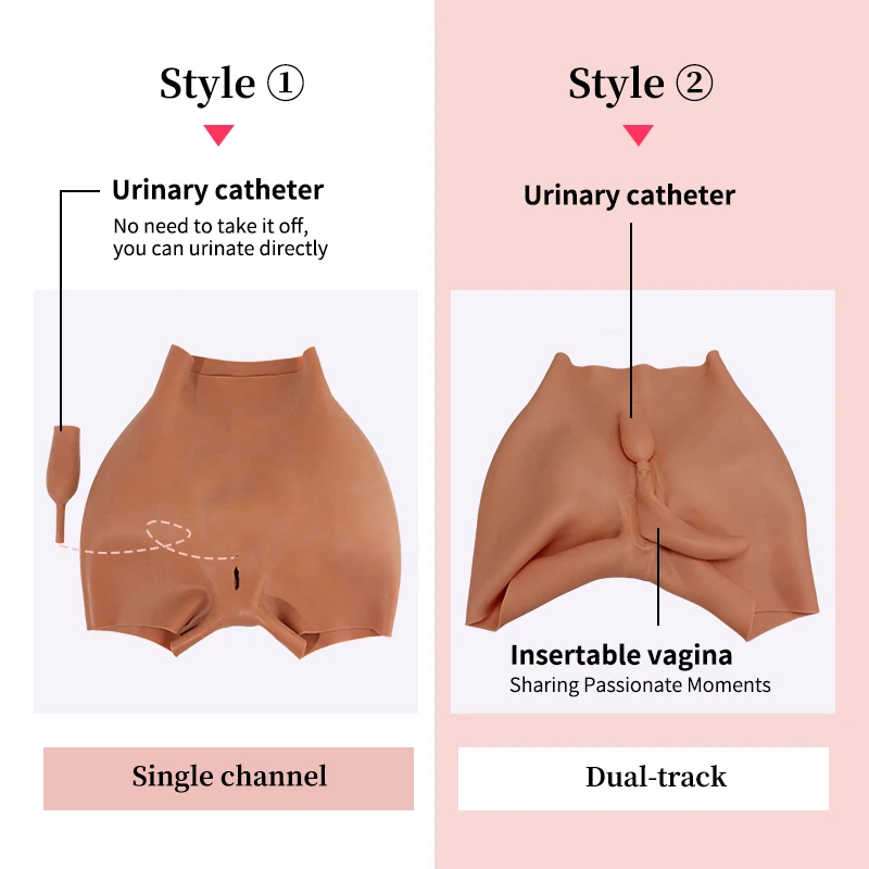 ONEFENG  Men\'s Silicone Fake Vagina Pants Sexy ButtocksHip Enhancer Pant 6 Colors  Shemale Cosplay Crossdresser Drag Queen