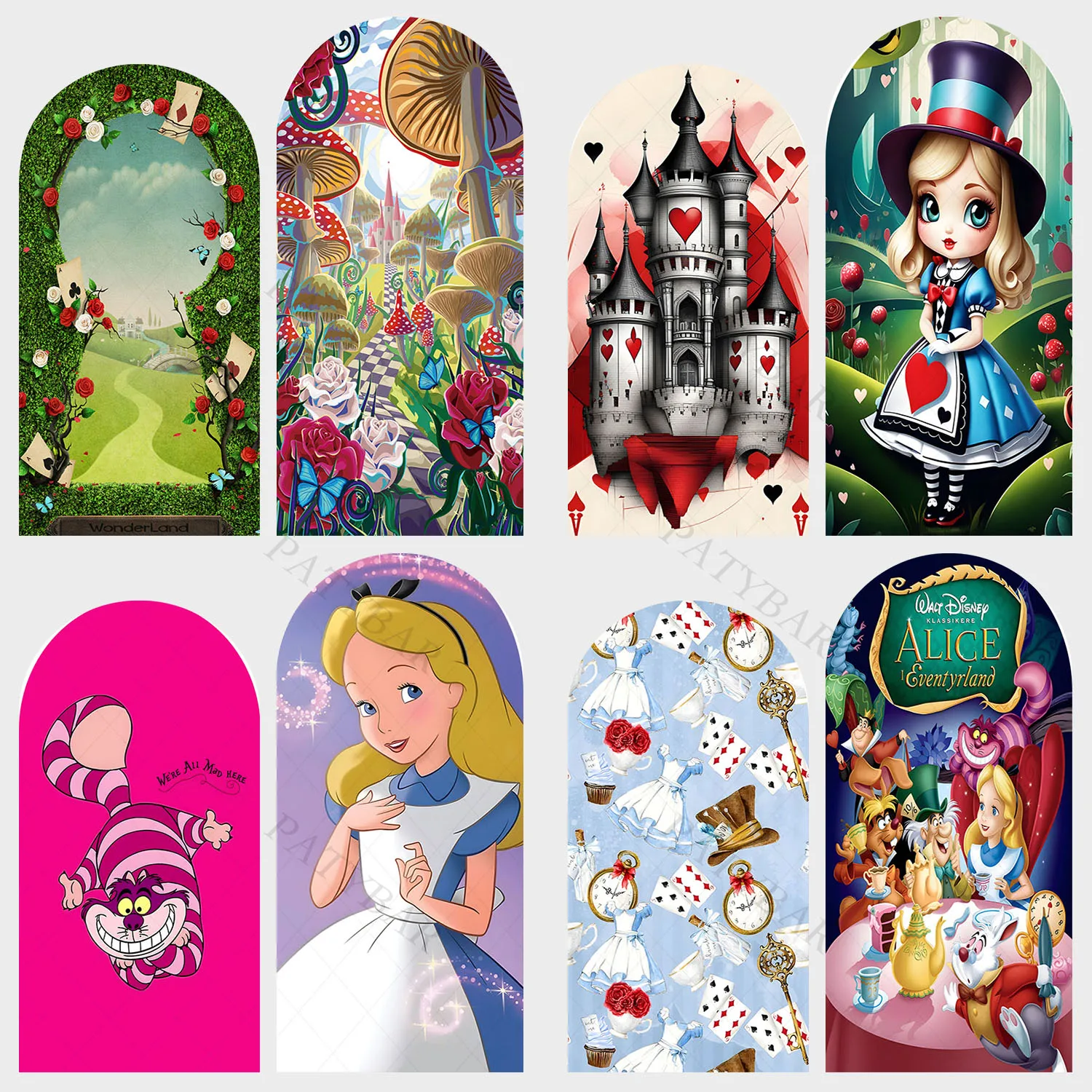 

Arch Alice in Wonderland Background Girl Birthday Party Backdrop Polyester Arch Banner Photography Props