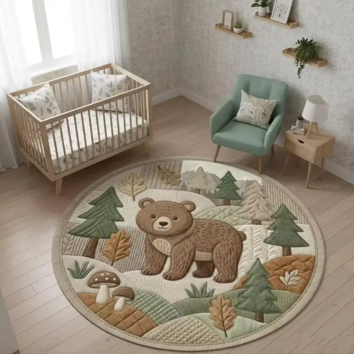 B16LYX Savanna Wildlife Round Area Rug Elephant Giraffe Animal Print Circle Floor Mat Nature Scenery Home Decor