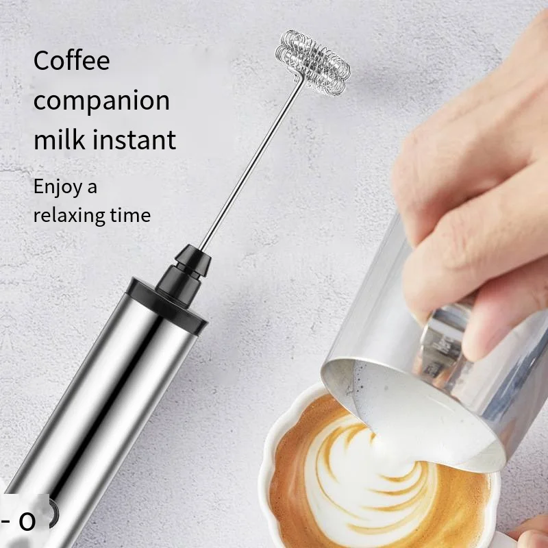 Rechargeable Milk Frother Handheld Whisk Portable Home Blender Mini Electric Milk Beater Kitchen DIY Baking Mixer Three Heads