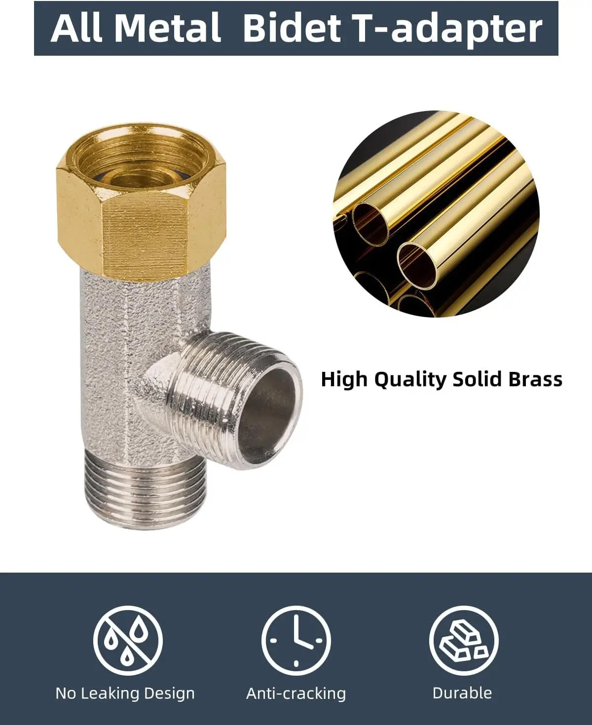 Brass 3/8\' 1/2\' 9/16\'  T Valve Adapter Connector for Toilet Seat Bidet Attachment Sprayer Bathroom Plumbing Fittings Accessories