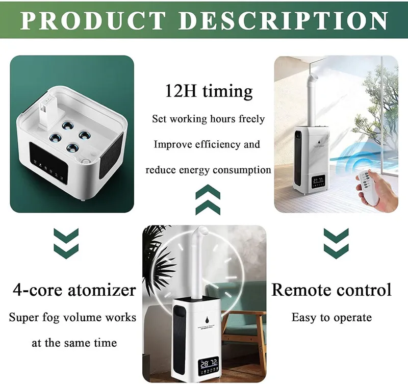 23.8L Industrial 110V- 240V Humidifier Ultrasonic Large Vegetable Fresh-Keeping And Humidifying Sprayer Flavoring Commercial