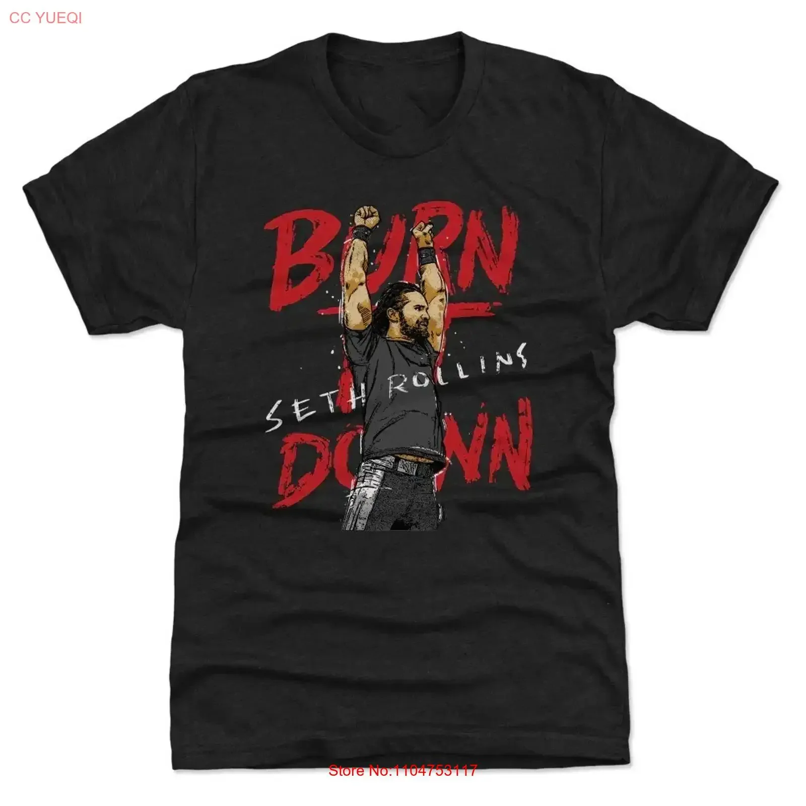 Camiseta de algodón pesado negra para fanáticos de Seth Rollins, todas las tallas, PP2224, estilo vintage, lavada, informal, gráfica, transpirable y versátil