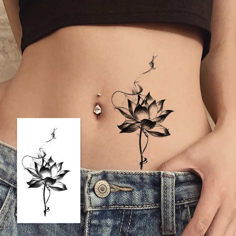 

1 упаковка, татуировка-наклейка с изображением лотоса для женщин, сексуальная долговечная травяная наклейка для сока, небликовая, реалистичная временная татуировка, шрам Cov