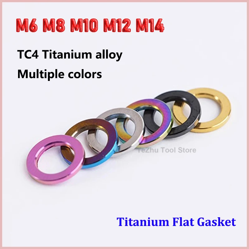 

1pc M6 M8 M10 M12 M14 Titanium Flat Washer Spacer Gasket for Mountain Bike Road Bicycle Protection O Ring