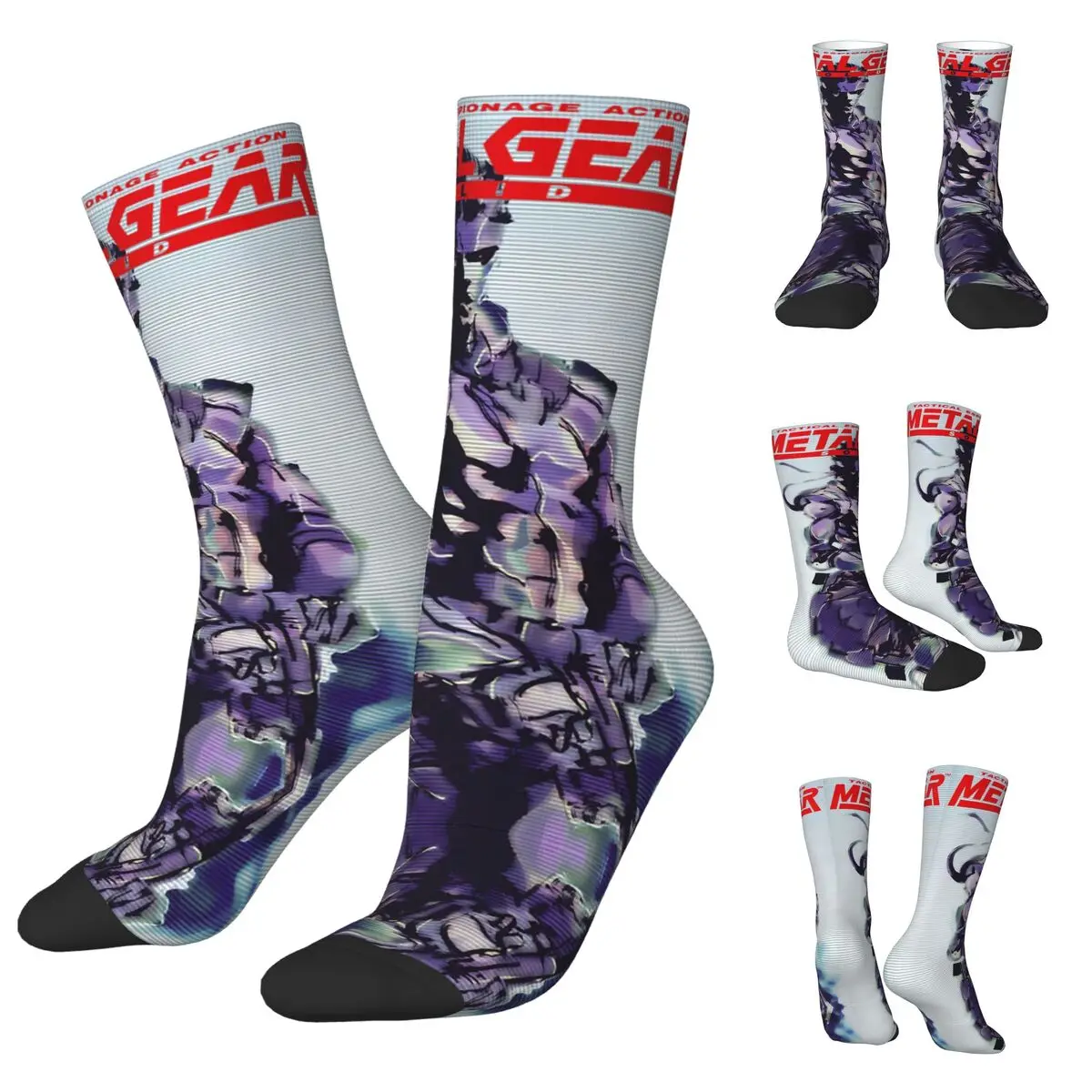 MGS1-Calcetines de juego de serpiente para hombre y mujer, medias con estampado bonito, adecuado para todas las estaciones, regalos de vestir