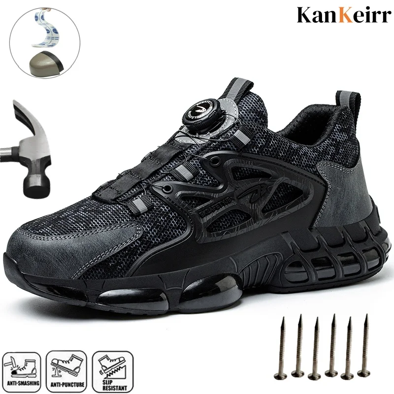 New Safety Boots Men Work Sneakers Anti-smash Indestructible Shoes Steel Toe Protective Boots Anti-puncture Work Safety Shoes