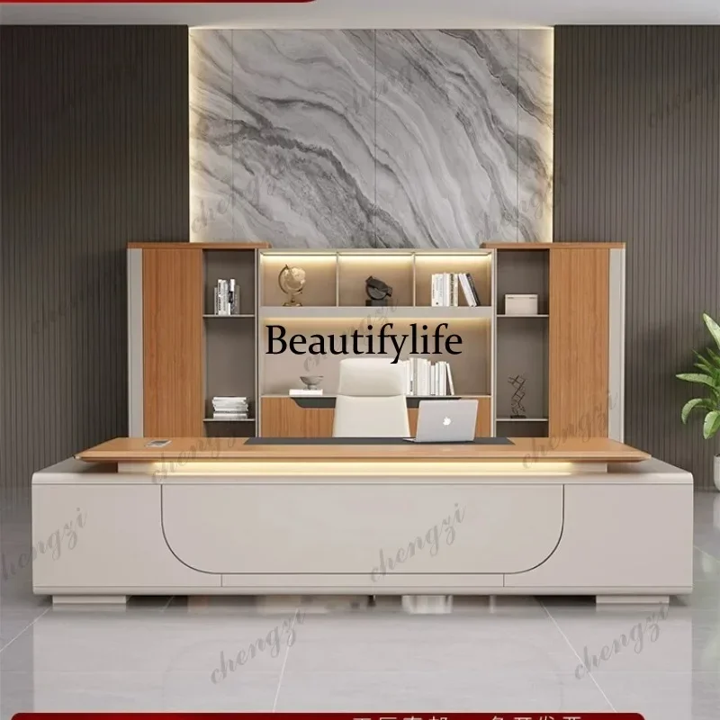 E153 General Manager's Office Leader Single President's Desk Combination High-end Boss's Desk Simple and Modern