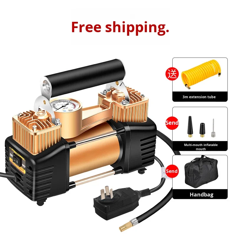 Dual-Cylinder Electric Air Pump for Home Use 220V  -  ABS Small Car-Mounted Air Pump Tire Inflator for Automobiles
